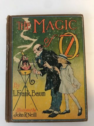 The Magic Of Oz 1919 Book Brown Hb Frank Baum John R.  Neill Vintage Price Tag