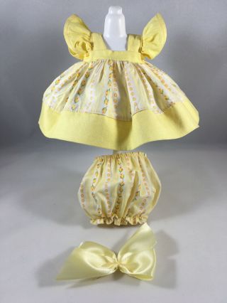 Vogue Tagged Yellow Dress w - Rose Design,  Bloomers & Hair Bow (No Doll) 2