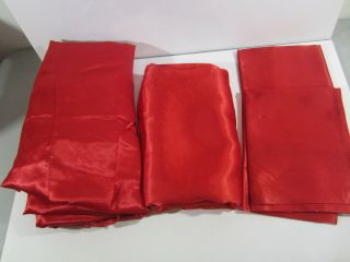 Vintage Sears Red Satin Sheet Set Full Double Size 4 Piece Acetate