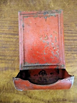 Vintage Metal Wall Match Box Holder Fulton Corp Red