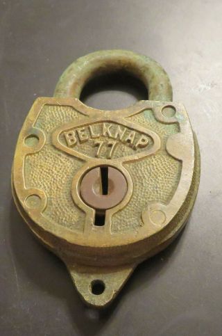 Belknap 77 Vintage Padlock Lock No Key Brass