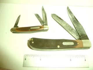 ⭐two Vintage Schrade Old Timer Bearhead Trapper And 3 - Blade Junior✔️