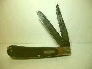 ⭐Two Vintage Schrade Old Timer Bearhead Trapper and 3 - Blade Junior✔️ 2