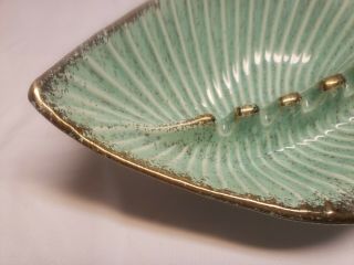 Vintage Retro Mid - Century California Blue Ceramic Leaf Ashtray 4267 3