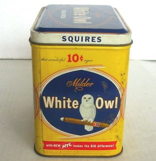 Vintage WHITE OWL SQUIRES 10¢ CIGAR Tin 4 