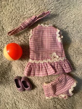 Vintage Penny Brite Doll Clothes 60’s " Sweet Violet " Sundress Panties Shoes Ball