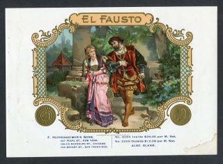 Old El Fausto Sample Cigar Label
