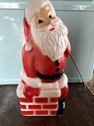Vintage Christmas Blow Mold Santa Claus 13” Chimney General Foam Plastics Corp