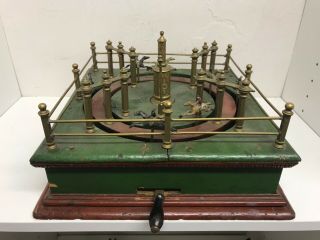 Rare 1870s Antique Fancy Brass Jeu De Course Horse Racing Game Trade Stimulator