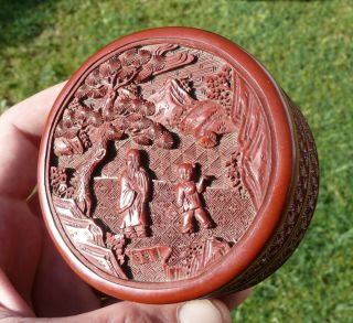 A Fine Chinese Cinnabar Lacquer Box and Cover,  18th/19th Century,  Provenance 2