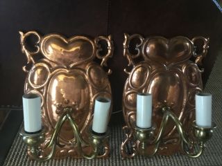 Vintage Copper And Brass Wall Sconces