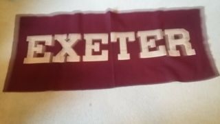 Vintage Antique Exeter Banner 48 X 20 Inches Wool Or Felt Maroon Pennant