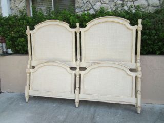 Vintage Country French King Size Headboard With Foot Board Ivory