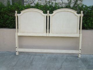 Vintage Country French King Size Headboard with Foot board Ivory 2
