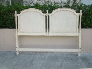 Vintage Country French King Size Headboard with Foot board Ivory 3