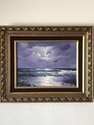 Vintage Seascape Oil Painting By Russell - Signed - Modern Ocean Landscape