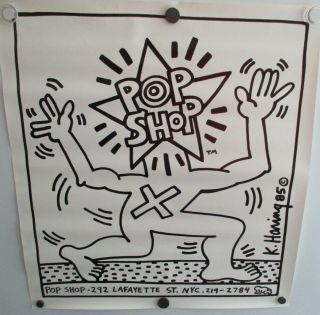 Keith Haring Vintage Pop Shop Poster 1985 Offset Lithograph 22x24 In.
