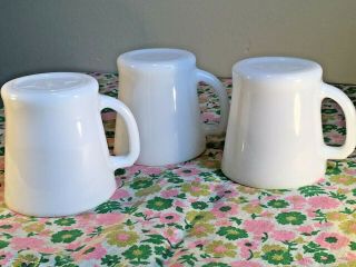 3 Vintage White Anchor Hocking Fire King Glass Coffee Mugs Cups D Handle 2