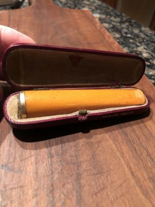 Vintage Amber Cigar Holder And Case