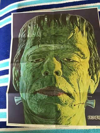 Vintage Monster Movie Poster 1975 11x14 Universal Studios Frankenstein Glow Gogo