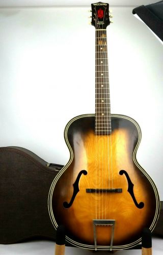 1960 Vintage Harmony Archtop Acoustic Guitar With Case H1213 - Made In Usa