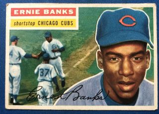 1956 Topps Ernie Banks Chicago Cubs 15 Vg/vg - Ex (white Back)