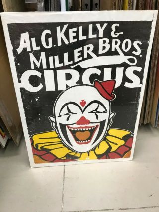 Vintage Al G Kelly & Miller Bros Circus Poster 21 " X 28 " Laughing Clown Onblack