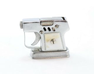 1940s Vintage Pistol Gun Cigarette Table Lighter Occupied Japan Chrome Pearl Ww2