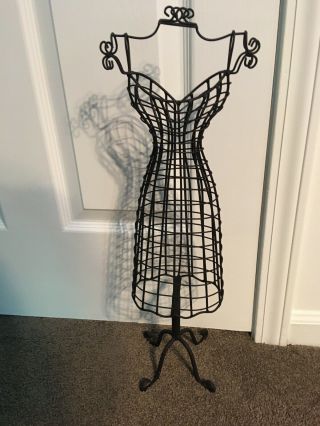 Vintage Mini Wire Metal Dress Form Mannequin Table Top Decorative Holder