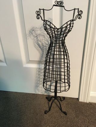 Vintage Mini Wire Metal Dress Form Mannequin Table Top Decorative Holder 2