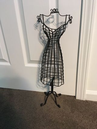 Vintage Mini Wire Metal Dress Form Mannequin Table Top Decorative Holder 3