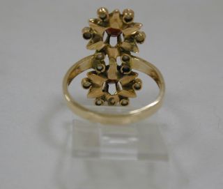 STUNNING VICTORIAN ANTIQUE DOUBLE GARNET & SEED PEARL STARBURST RING SIZE 6.  5 3