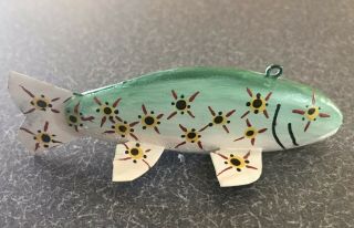 Rudy Zwieg Signed Star Eyes Trout Folk Art Fish Decoy Wood Hand Carved Lure