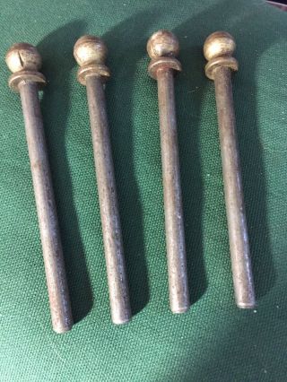 Vintage Hinge Pins (4) With Brass Cannon Ball Tops