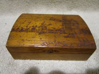 Vintage Windmill Wooden Hand Carved Jewelry Trinket Box