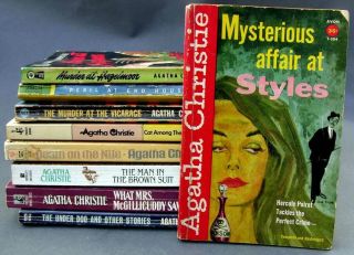 9 Agatha Christie Vtg.  Mystery Paperbacks Dell Map Murder At Hazelmoor Poirot,