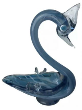 Mcm Murano Glass Swan Sky Blue Art Glass Vintage Ashtray Art Trinket Holder Bowl
