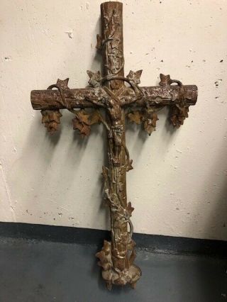 Antique French Cast Iron Cross - Cemetery Crucifix - Christmas Gift - Nyc Area