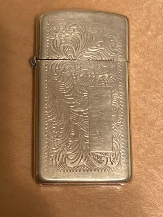 Vintage 1986 Zippo Lighter Venetian Gold Tone Slim