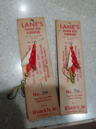 2 Vintage Spinner Spoon Fishing Lures Lane ' s Flasher - Northern Specialty Co.  N. 2