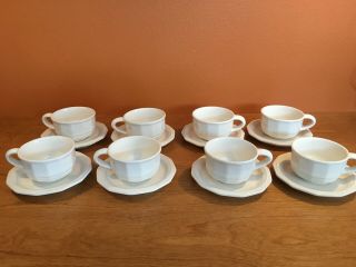 Vintage Pfaltzgraff Heritage White Set Of 8 Coffee/tea Cups & Saucers,  Usa,