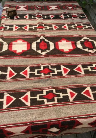 Antique Native American Indian Navajo Rug Germantown Red 45 X 58 Inch Textile