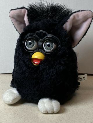Vintage 1998 Black Furby Witches Cat Green Eyes Generation One