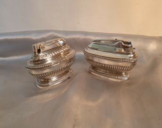 2 Silverplated Vintage Ronson Table Lighters - Queen Anne Models