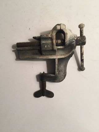 Vintage Clamp - On Bench Vise 1 - 5/8” wide Jaws Hobby - Craft - Gunsmith - Jeweler 2