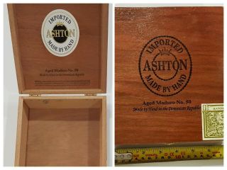 Ashton Aged Maduro No.  50 Wooden Empty Cigar Box Collectible Famous