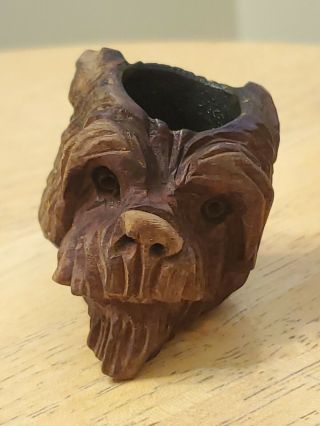 Vintage Signed Imported Briar Hand Carved Smoking Pipe With Dog Head 6 "