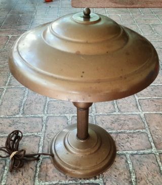 Vintage Art Deco Metal Lamp With Mushroom Shade Table Lamp Old