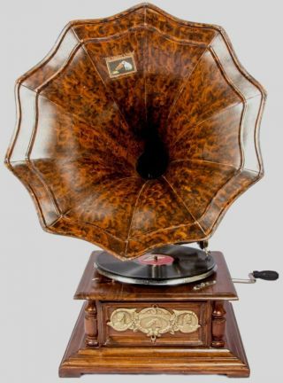Vintage Hmv Antique Old Machine Wooden Collectible Gramophone Phonograph Bg 08