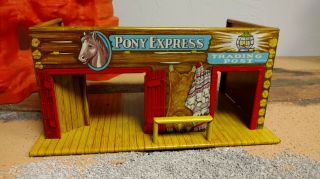 Vintage T.  Cohn Fort Superior Playset Pony Express Tin Trading Post